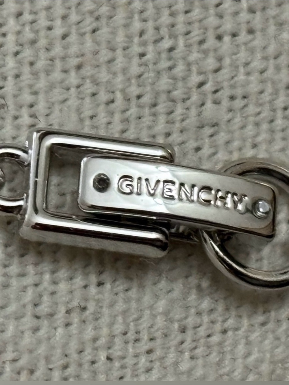 Givenchy Silver Necklace with Blue Teardrop Crystal Pendant - Picture 4 of 5